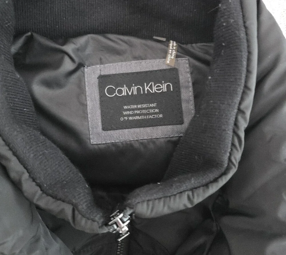 Calvin Klein Men's Black Dual Zipper Winter Quilted Puffer Jacket with CK Logo